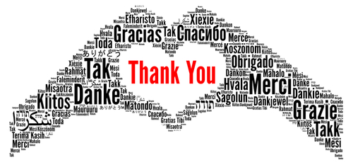 Thank You illustration word cloud in different languages
